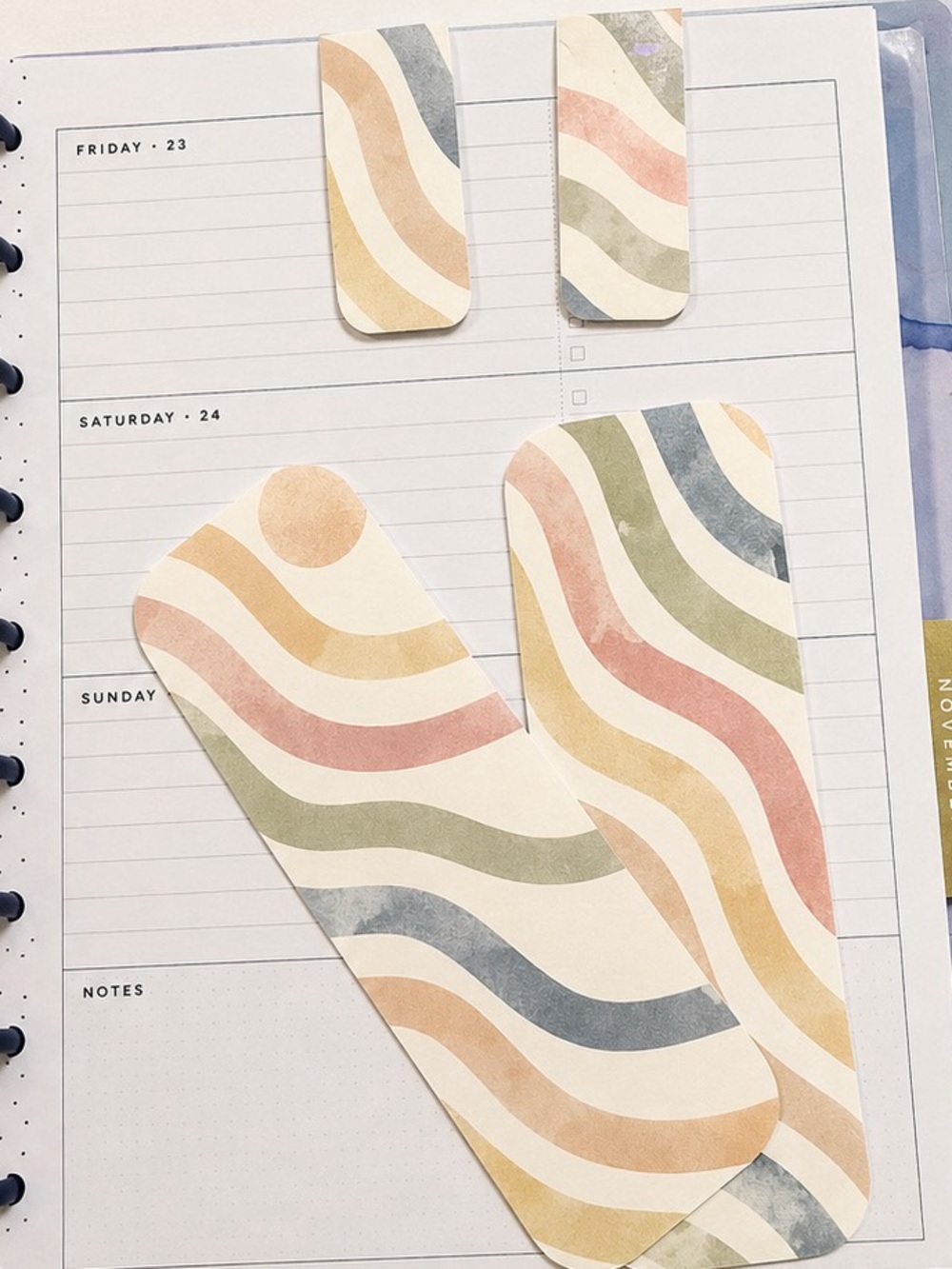 Wave Stripe Planner Bookmarks - Pastel Multicolor